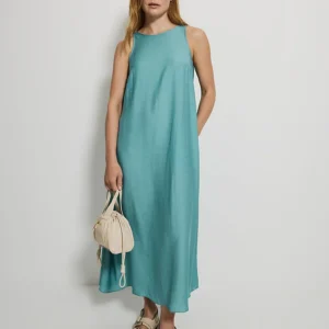 Light Teal Tie Back Trapeze Midi Dress